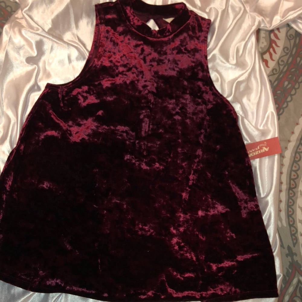 Burgundy velvet tank top blouse